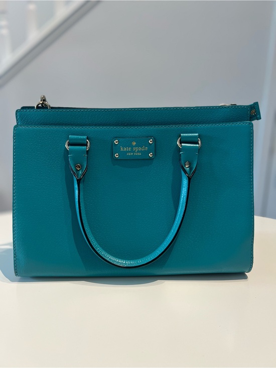 kate spade Handbags - NWOT Kate Spade Teal Leather Satchel with Gold Hardware